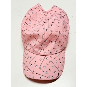 Ponyflo Pink Golf Print Hat Women's Adjustable Ball Tee‎ One Size Cap